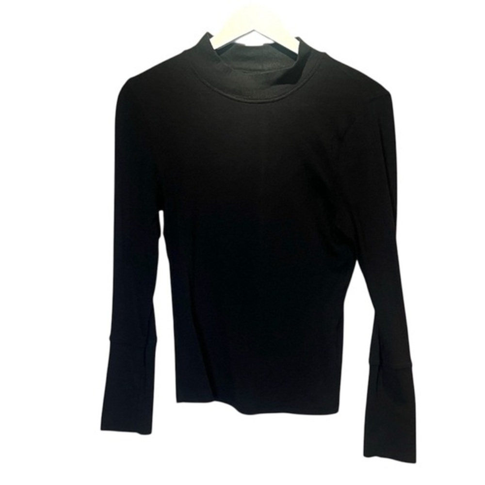Free People Women’s Mockneck Robbed Knit Top Black Size Large